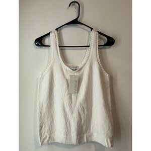 Evereve Penelope Sweater Tank‎ White 100% Cotton Size XS Scoop Neck